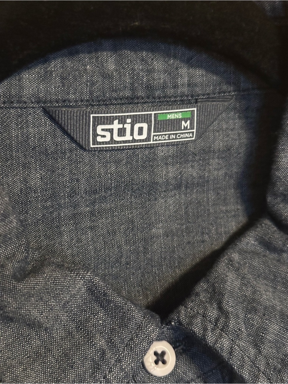 Stio Men's Dark Blue Chambray Button-Down Shirt - Picture 3 of 4